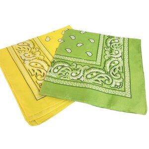 Bright Yellow and Green Colorful Bandanas 21x21 Inch Square Western Style